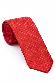 Cravata matase tesuta rosie print geometric