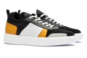 Multi-colored matt suede leather and textil shoes