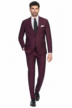 Slim body burgundy plain suit