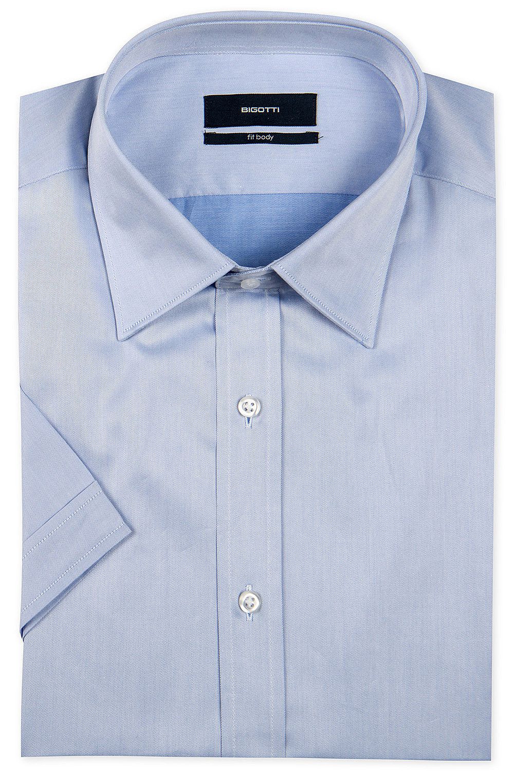 Camasa Cu Maneca Scurta Superslim Bleu Uni Bigotti Ro