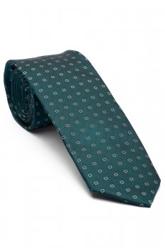 Cravata poliester tesut verde print geometric