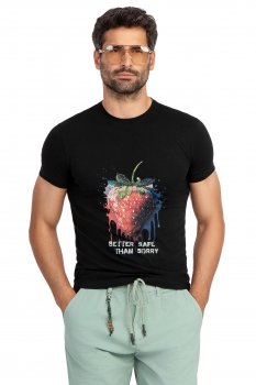 Tricou slim negru print