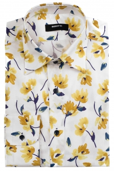Slim body white floral shirt