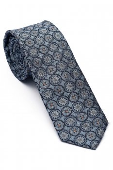 Cravata matase tesuta albastra print floral