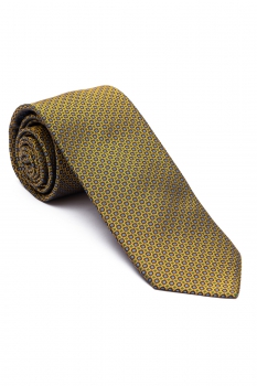 Cravata poliester tesut galbena print geometric