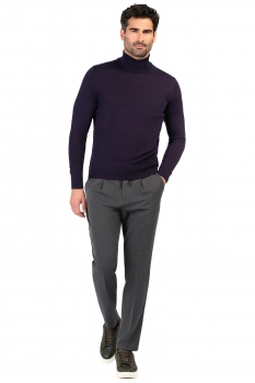 Slim body grey plain trousers