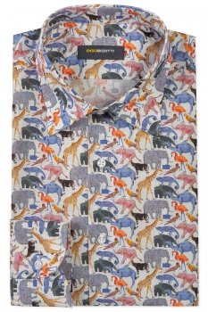 Camasa superslim alba print geometric