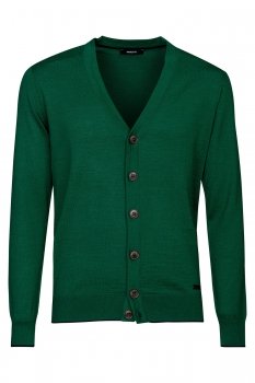 Cardigan slim verde uni