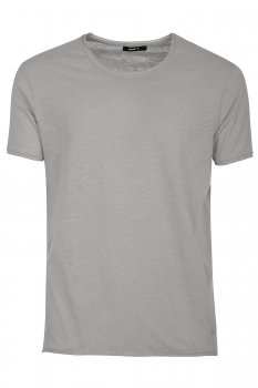 Tricou slim gri guler rotund