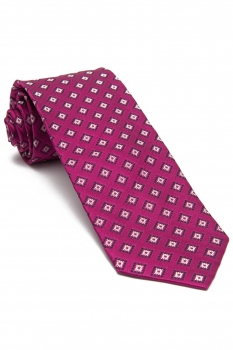 Cravata matase tesuta roz print geometric