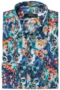 Shaped blue floral shirt