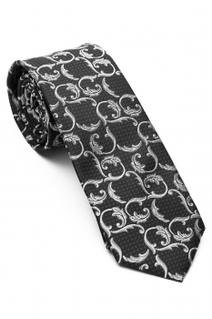 Matase tesuta negru floral