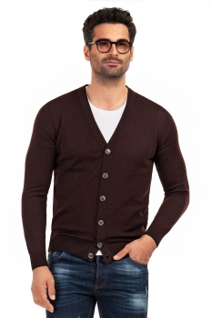 Cardigan slim grena in v