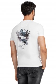 Tricou slim alb print geometric