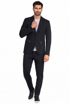 Slim body navy plain trousers