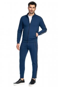 Pantaloni trening slim albastri uni