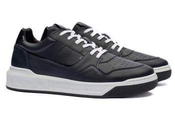Navy genuine leather shoes