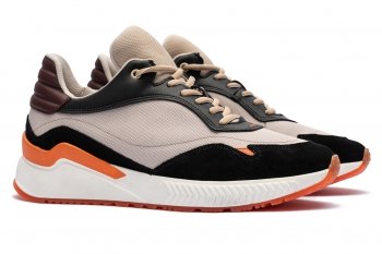 Sneakers bej piele naturala si textil