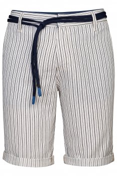 Pantaloni scurti slim din in albi cu dungi