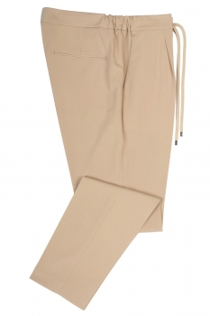 Slim body beige plain trousers