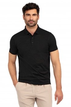 Tricou polo slim negru uni