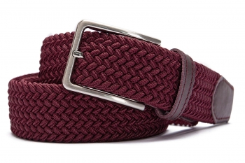 Belt burgundy textil elastic,piele