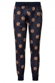 Pantaloni trening slim bleumarin print geometric