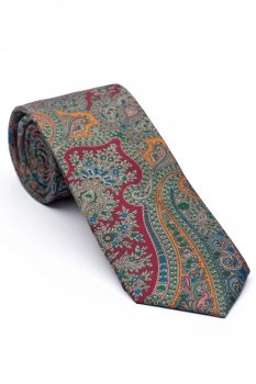 Cravata matase tesuta multicolora print floral