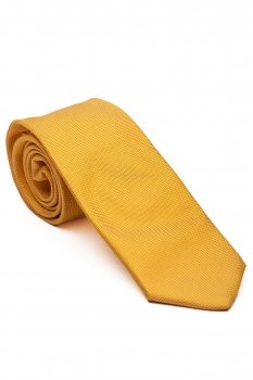 Cravata matase tesuta galbena uni