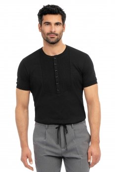 Tricou slim negru uni guler rotund limited collection