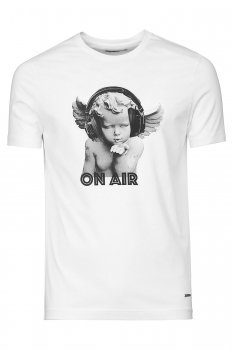 Tricou slim alb print