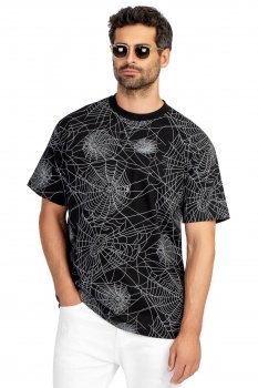 Tricou oversize negru print guler rotund limited collection