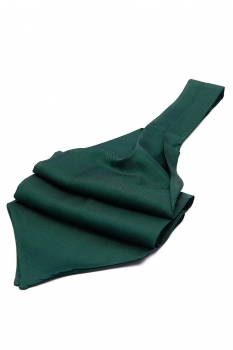 Ascot tie tip printed silk green plain