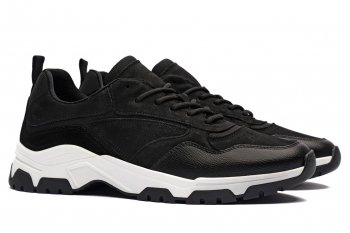 Sneakers negri piele naturala