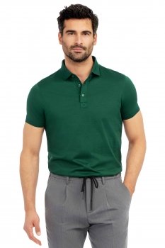 Tricou polo slim verde uni