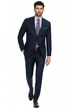 Costum slim conti bleumarin uni