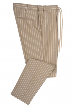 Slim body beige stripe trousers