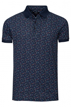 Tricou polo bleumarin print geometric