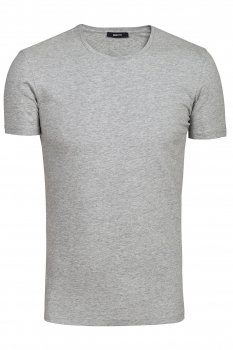 Tricou slim gri guler rotund