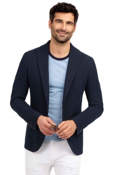 Slim body navy plain blazer