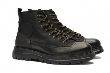 Ghete negre piele naturala si textil talpa extra light