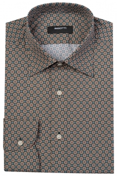 Slim body green geometric shirt