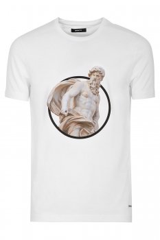 Tricou slim alb print