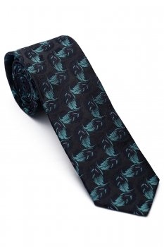 Cravata matase tesuta gri print floral