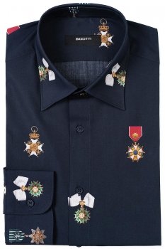 Camasa slim bleumarin print 