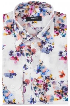 Camasa slim alba print  floral