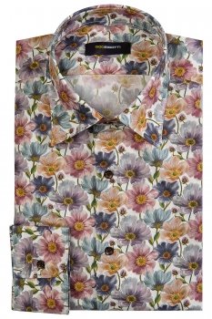 Camasa superslim alba print floral