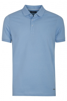 Tricou slim polo bleu uni