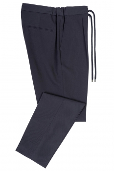 Slim body navy plain trousers