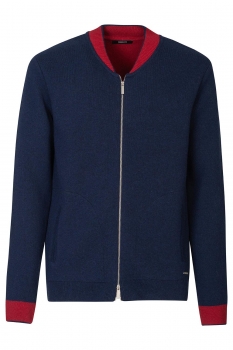 Pulover slim bleumarin cu fermoar